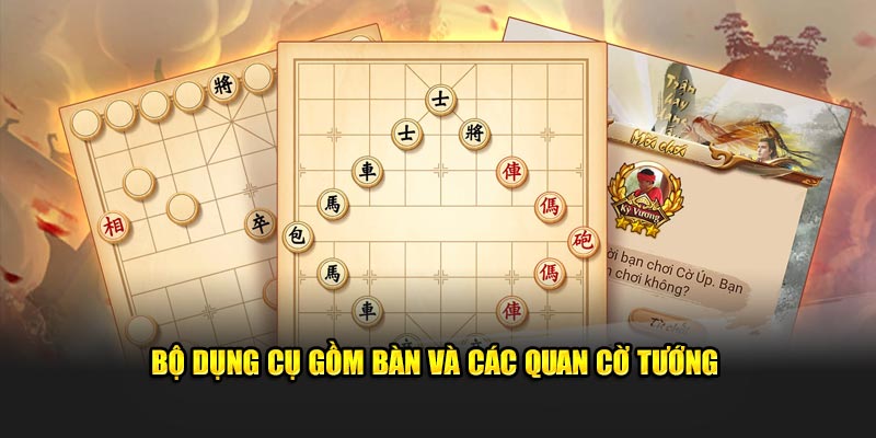 Bộ dụng cụ gồm bàn và các quan cờ tướng