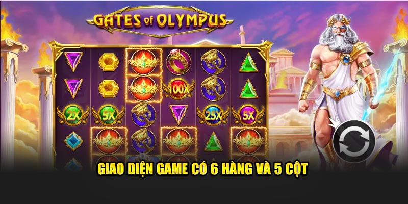 Giao diện game có 6 hàng và 5 cột 